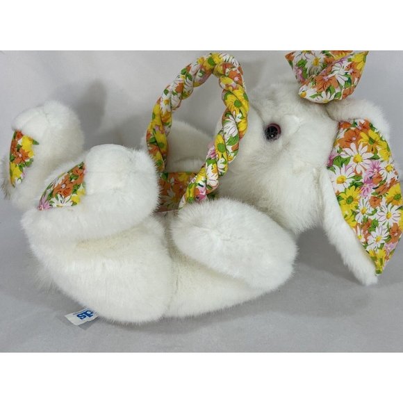 Vintage Kids Of America Plush Bunny Rabbit Easter Basket Polka Dots Floral Daisy - Picture 7 of 16